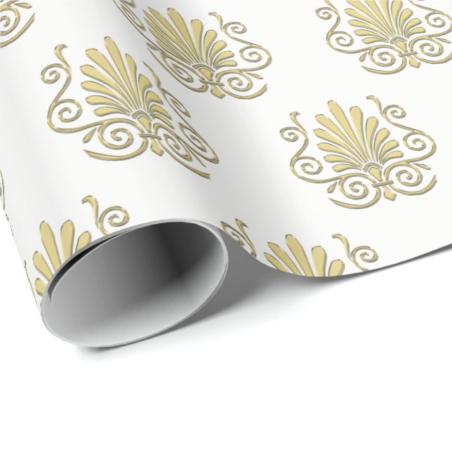Vintag Art Deco Gold Plume Arabesque Geschenkpapier (Rolleneckpunkt)