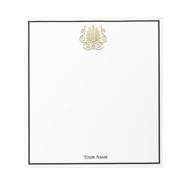 Vintag Art Deco Gold Plume Arabesque Notizblock (Vorderseite)