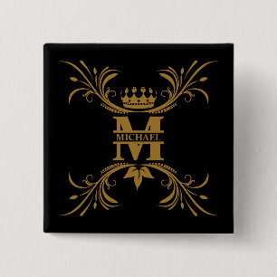 Vintag Art Deco Golden Name Monogram Button