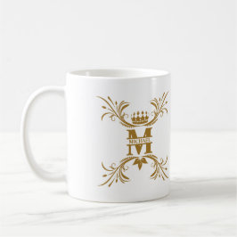 Vintag Art Deco Golden Name Monogram Kaffeetasse