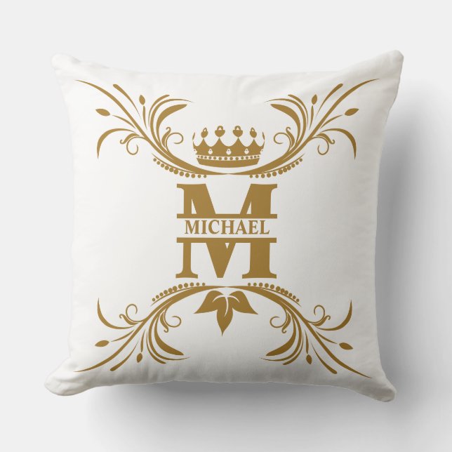 Vintag Art Deco Golden Name Monogram Kissen (Vorderseite)