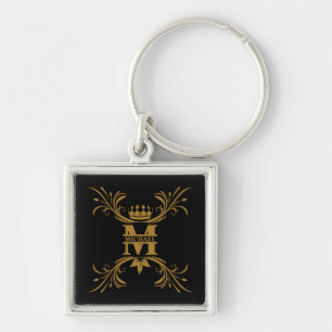 Vintag Art Deco Golden Name Monogram Schlüsselanhänger
