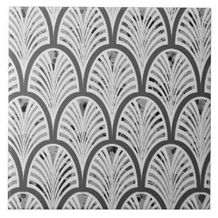 Vintag Art Deco Graue Lüftermuster Keramik Tile Fliese