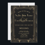 Vintag Art Deco Great Gatsby Hochzeit Einladung<br><div class="desc">Große Gatsby Vintag Art Deco Hochzeitseinladung. Das inspirierte Design der 20er Jahre ist in Schwarz und Gold gehalten und weist einen schönen geometrischen Stil des Art Déco auf. Verwenden Sie das Tool Anpassen,  um Ihre Informationen hinzuzufügen. Sehen Sie auch meine Vintage Art Deco Wedding Collection von Great Gatsby.</div>