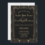 Vintag Art Deco Great Gatsby Hochzeit Einladung<br><div class="desc">Große Gatsby Vintag Art Deco Hochzeitseinladung. Das inspirierte Design der 20er Jahre ist in Schwarz und Gold gehalten und weist einen schönen geometrischen Stil des Art Déco auf. Verwenden Sie das Tool Anpassen,  um Ihre Informationen hinzuzufügen. Sehen Sie auch meine Vintage Art Deco Wedding Collection von Great Gatsby.</div>