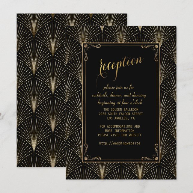 Vintag Art Deco Great Gatsby Hochzeitsempfang Einladung (Vorne/Hinten)