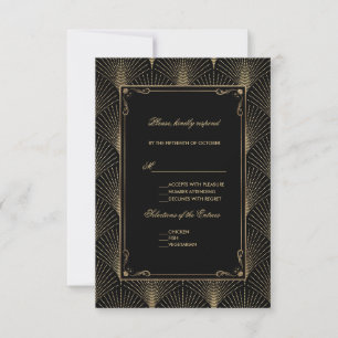 Vintag Art Deco Great Gatsby Wedding RSVP Karte