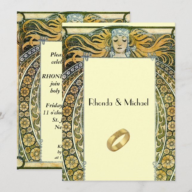 Vintag Art Deco Hochzeitseinladung Einladung (Vorne/Hinten)