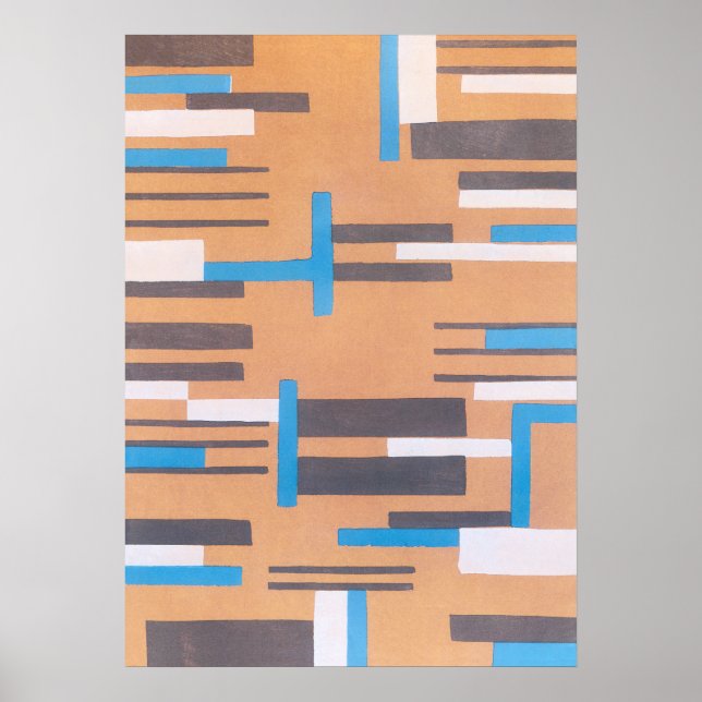 Vintag Art Deco Jazz Pochoir, geometrisches Muster Poster (Vorne)