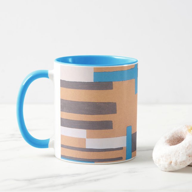 Vintag Art Deco Jazz Pochoir, geometrisches Muster Tasse (Mit Donut)