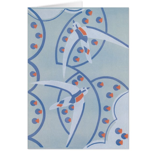 Vintag Art Deco Jazz Pochoir Vögel Tiermuster (Vorne)