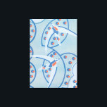 Vintag Art Deco Jazz Pochoir Vögel Tiermuster Leinwanddruck<br><div class="desc">Vintage Illustration Art Deko Jazz pochoir Muster von Serge Gladky aus Fleurs,  Ausgaben "Synth" Paris,  1929. Pochoir ist eine Schablonentechnik,  die in surrealistischen Malereien üblich ist. Ein schönes modernes Design mit exotischen Vögeln,  die durch den blauen Himmel fliegen. Orangefarbene Dreiecke mit Kreisen betonen das Muster.</div>