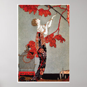 Vintag Art Deco ~ L'Oiseau Volleage von Barbier Poster