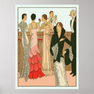 Vintag Art Deco Martini Party Poster