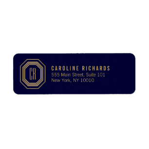 Vintag Art Deco Monogram Gold/Navy