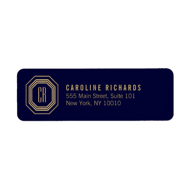 Vintag Art Deco Monogram Gold/Navy (Vorne)