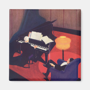 Vintag Art Deco Music Lounge Piano Pianist Magnet