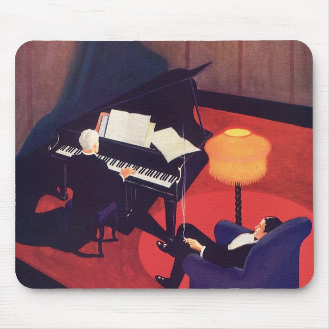 Vintag Art Deco Music Lounge Piano Pianist Mousepad (Vorne)
