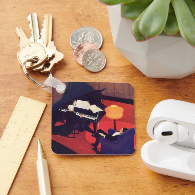 Vintag Art Deco Music Lounge Piano Pianist Schlüsselanhänger (Schreibtisch)