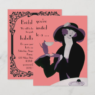 Vintag Art Deco Nachmittag Tee Brautparty Party Einladung