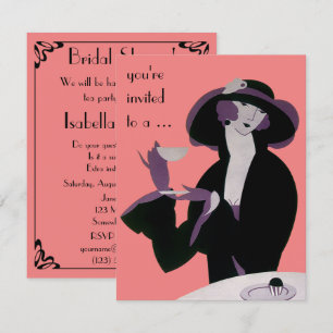 Vintag Art Deco Nachmittag Tee Brautparty Party Einladung
