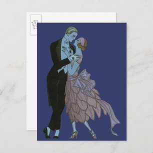 Vintag Art Deco Newlyweds, Liebe Wedding Dance Ankündigungspostkarte