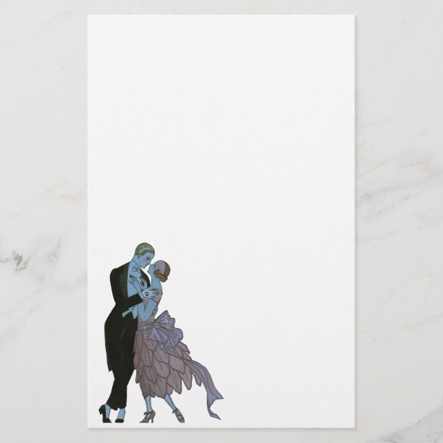 Vintag Art Deco Newlyweds, Liebe Wedding Dance Briefpapier (Vorderseite)