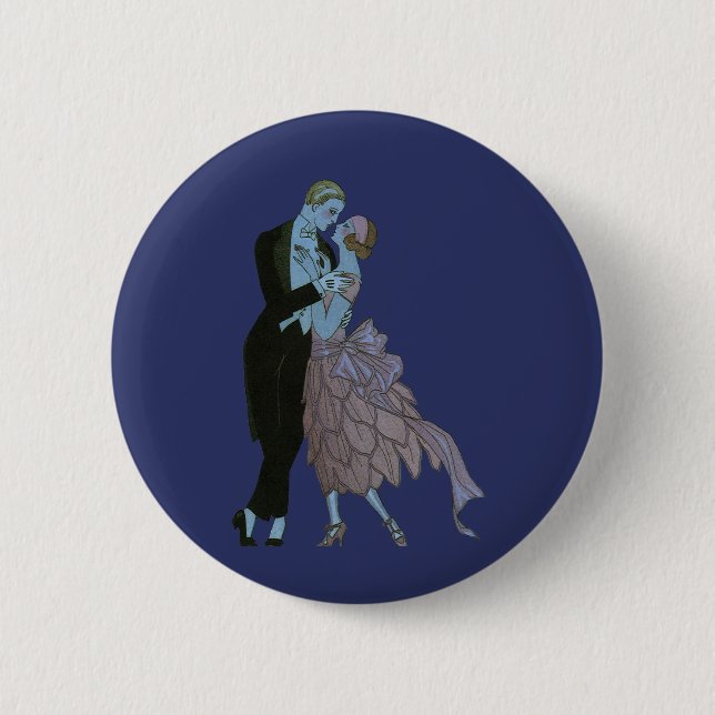 Vintag Art Deco Newlyweds, Liebe Wedding Dance Button (Vorderseite)
