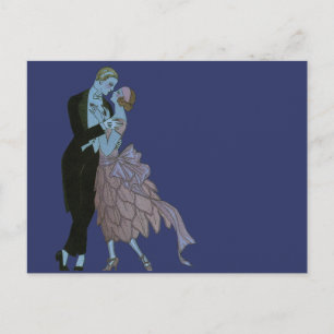 Vintag Art Deco Newlyweds, Liebe Wedding Dance Postkarte