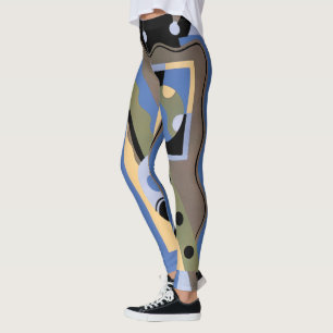 Vintag Art Deco Pochoir Jazz Cubism Muster Leggings