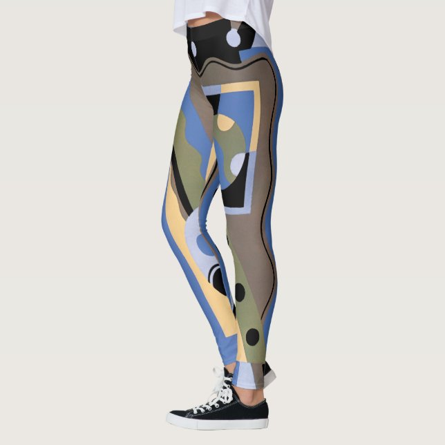 Vintag Art Deco Pochoir Jazz Cubism Muster Leggings (Links)