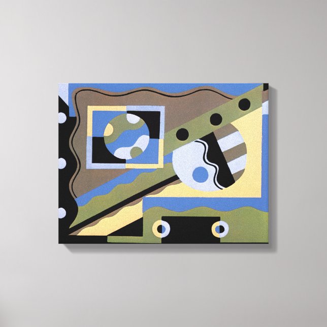 Vintag Art Deco Pochoir Jazz Cubism Muster Leinwanddruck (Vorderseite)