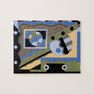 Vintag Art Deco Pochoir Jazz Cubism Muster Puzzle