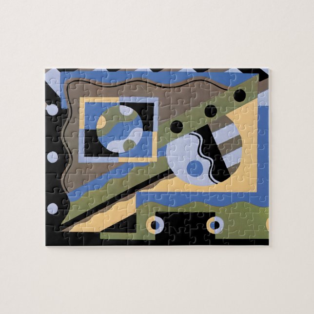 Vintag Art Deco Pochoir Jazz Cubism Muster Puzzle (Horizontal)