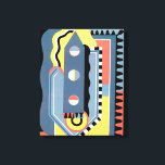 Vintag Art Deco Pochoir Jazz Geometrische Muster Leinwanddruck<br><div class="desc">Vintage Illustrationskunst Deko pochoir-Muster von Georges Valmier aus der französischen Musterbuchreihe Collection Decors et Couleurs, 1930. Pochoir ist eine Schablonentechnik, die in surrealistischen Malereien üblich ist. Ein modernes Kubismus-Design mit einer Vielzahl geometrischer Formen und Farben. Dieses Muster enthält ein Schreibinstrument, das einem Stift oder einem Stift mit drei Kreisen ähnelt....</div>