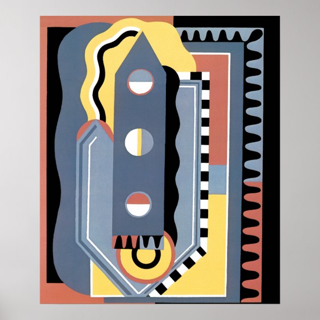 Vintag Art Deco Pochoir Jazz Geometrische Muster Poster (Vorne)