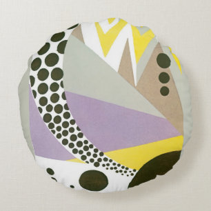 Vintag Art Deco Pochoir Jazz Geometrische Muster Rundes Kissen