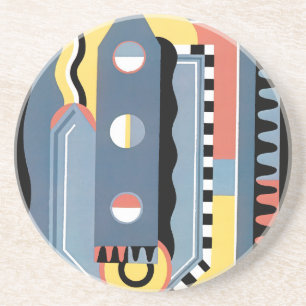 Vintag Art Deco Pochoir Jazz Geometrische Muster Sandstein Untersetzer