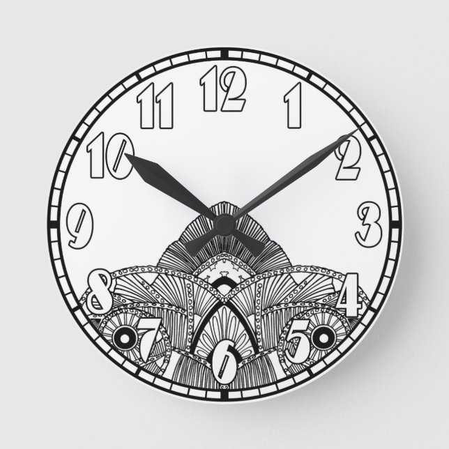 Vintag Art Deco Runde Wanduhr (Vorderseite)