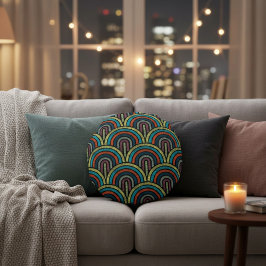 Vintag Art Deco Rundes Kissen