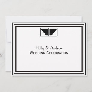 Vintag Art Deco Schwarz-weiß Frame #2 H Wedding Einladung