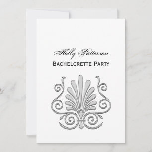 Vintag Art Deco Silver Plume Arabesque Einladung