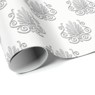 Vintag Art Deco Silver Plume Arabesque Geschenkpapier