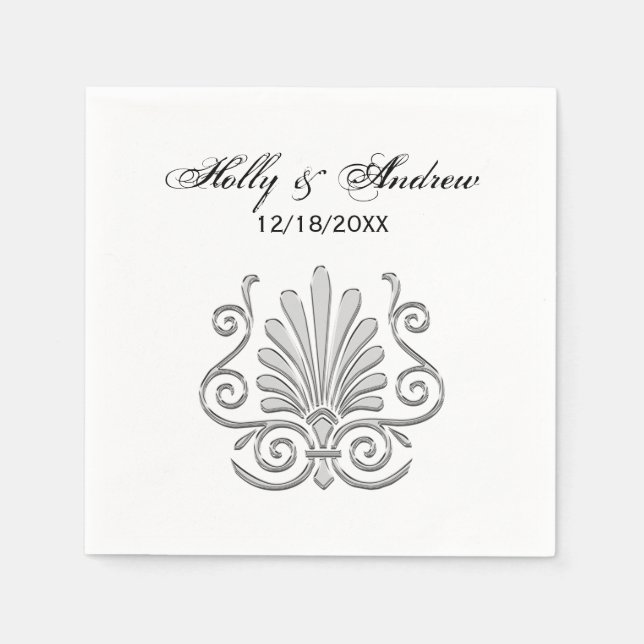 Vintag Art Deco Silver Plume Arabesque Serviette (Vorderseite)