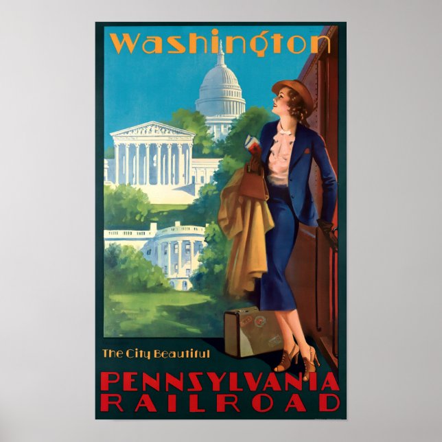 Vintag Art Deco Washington Travel Poster (Vorne)