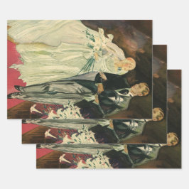 Vintag Art Deco Wedding Bridge und Groom Newlyweds Geschenkpapier Set