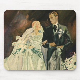 Vintag Art Deco Wedding Bridge und Groom Newlyweds Mousepad