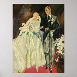 Vintag Art Deco Wedding Bridge und Groom Newlyweds Poster