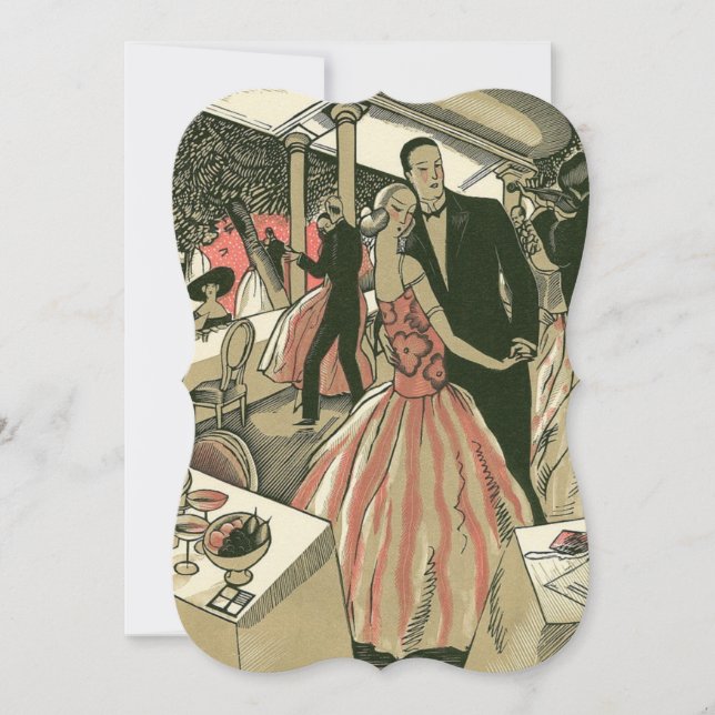 Vintag Art Deco Wedding, Newlyweds First Dance Einladung (Vorderseite)