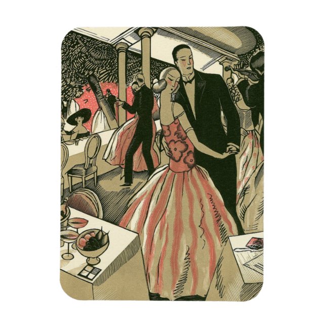 Vintag Art Deco Wedding, Newlyweds First Dance Magnet (Vertikal)